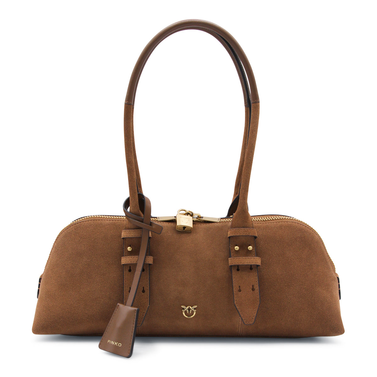 BROWN SUEDE ESCAPE TOP HANDLE BAG