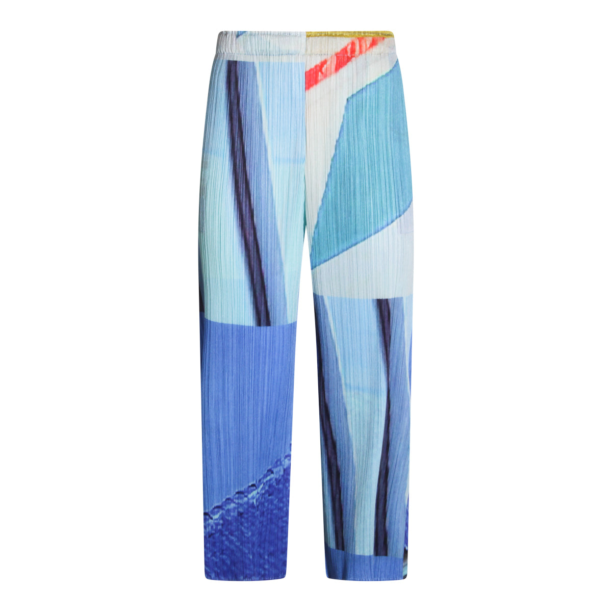 BLUE AND YELLOW PLEATED PANT