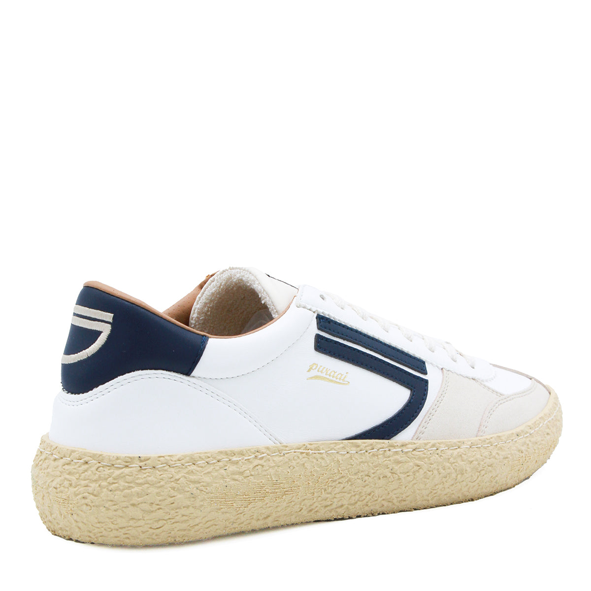 WHITE AND DARK BLUE LEATHER SNEAKERS