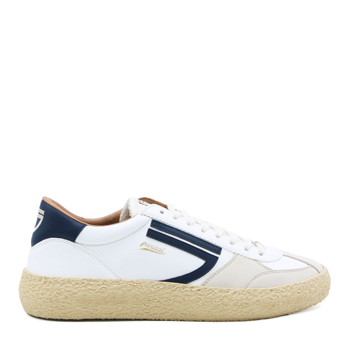 WHITE AND DARK BLUE LEATHER SNEAKERS