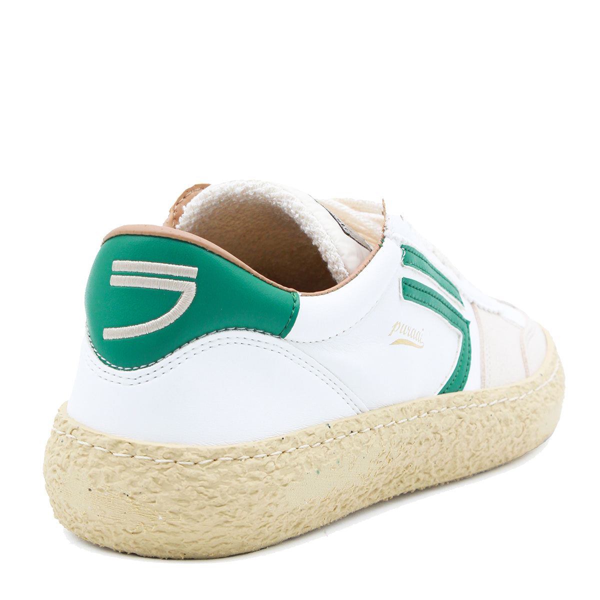 WHITE AND GREEN LEATHER SNEAKERS