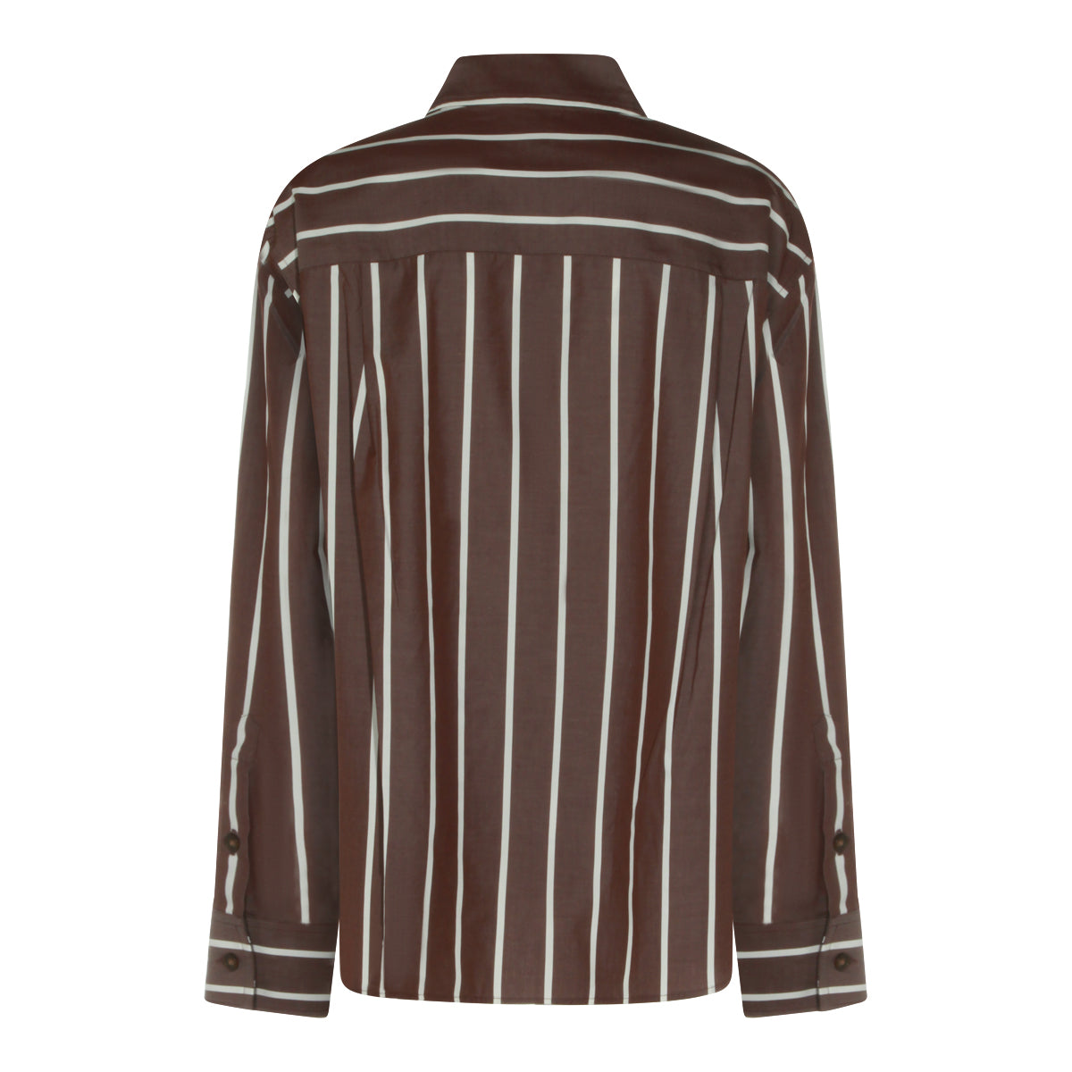 CREAM AND BROWN COTTON STRIPED SHIRT