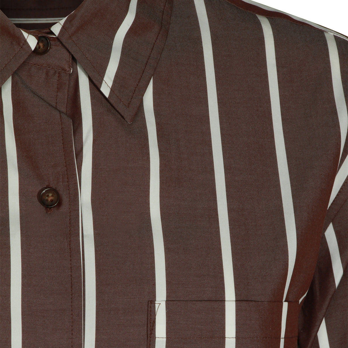 CREAM AND BROWN COTTON STRIPED SHIRT