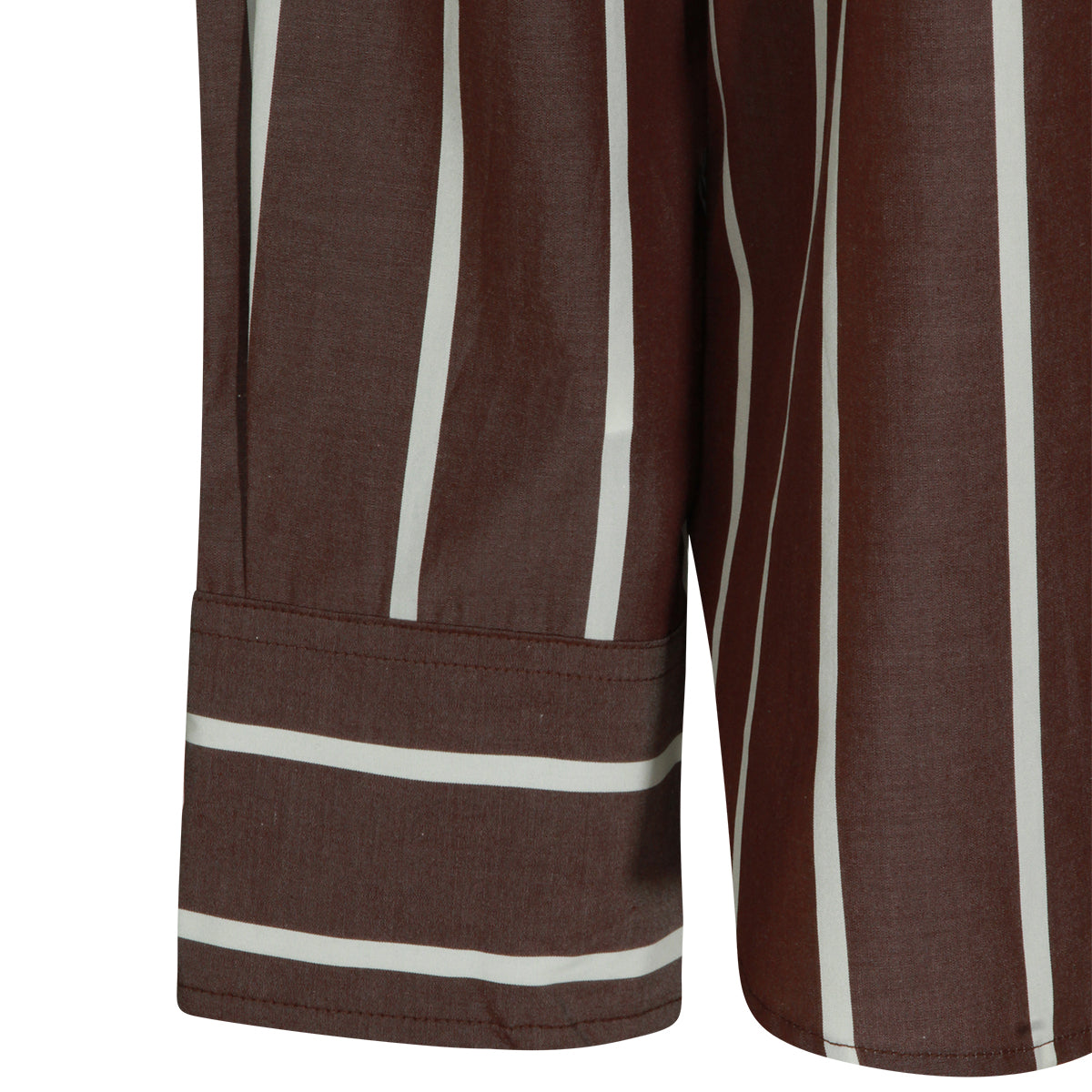 CREAM AND BROWN COTTON STRIPED SHIRT