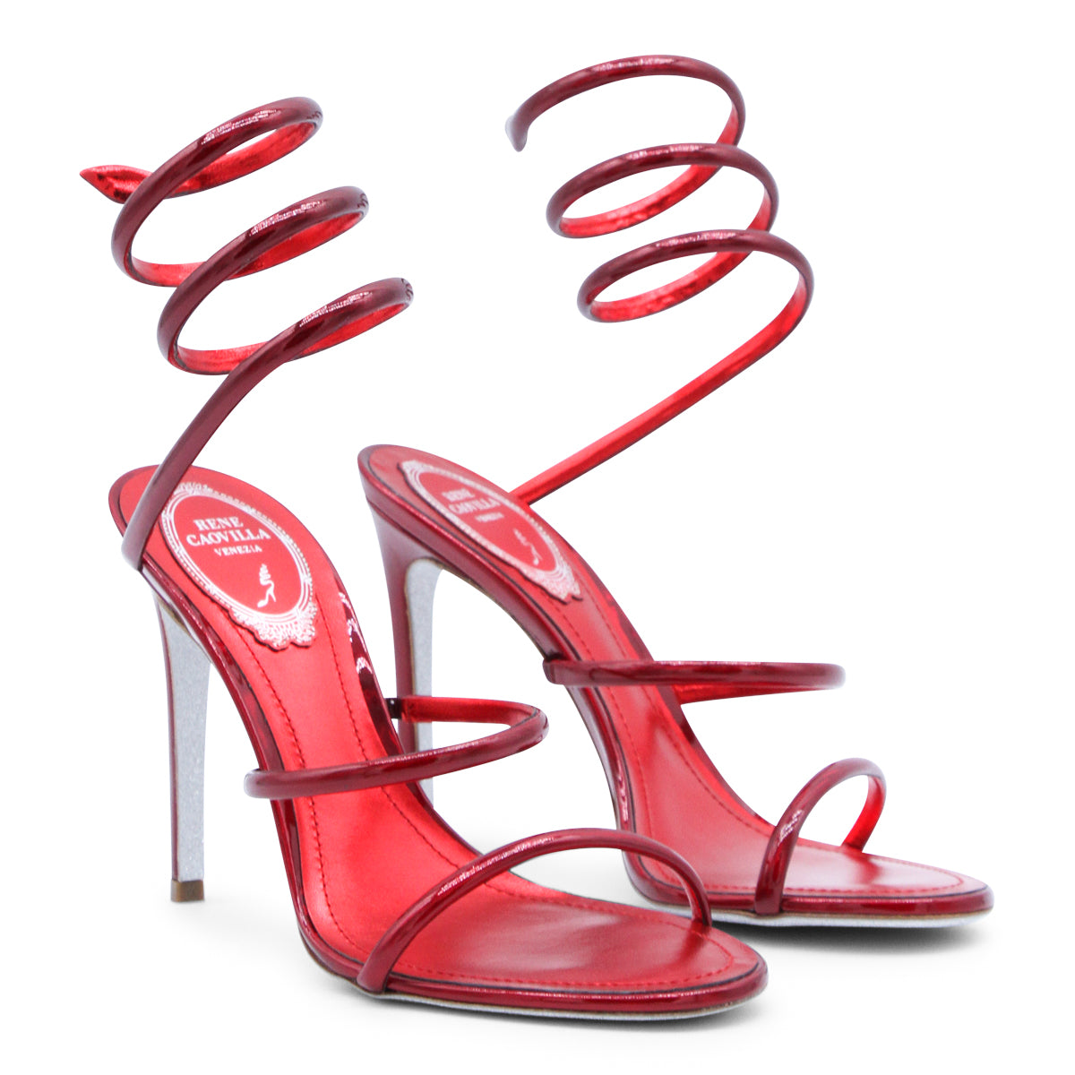 METALLIC RED LEATHER SANDALS