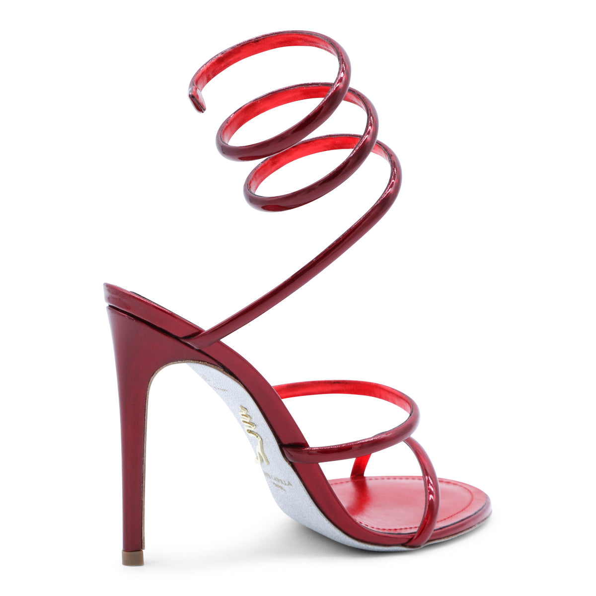METALLIC RED LEATHER SANDALS