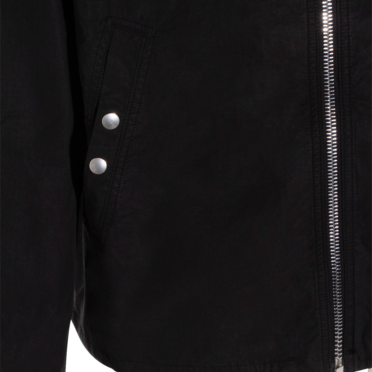 BLACK COTTON ZIP FRONT CASUAL JACKET
