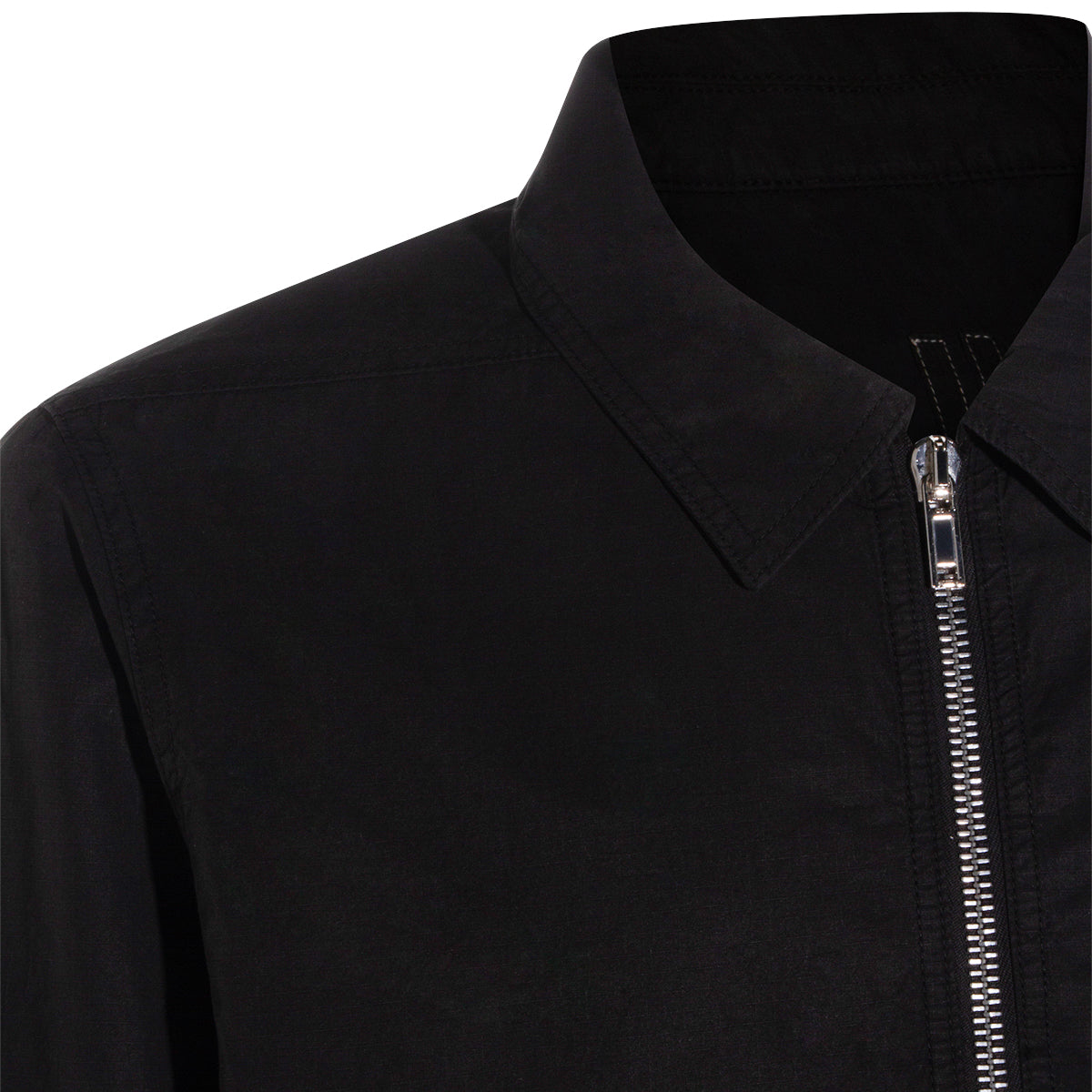 BLACK COTTON ZIP FRONT CASUAL JACKET