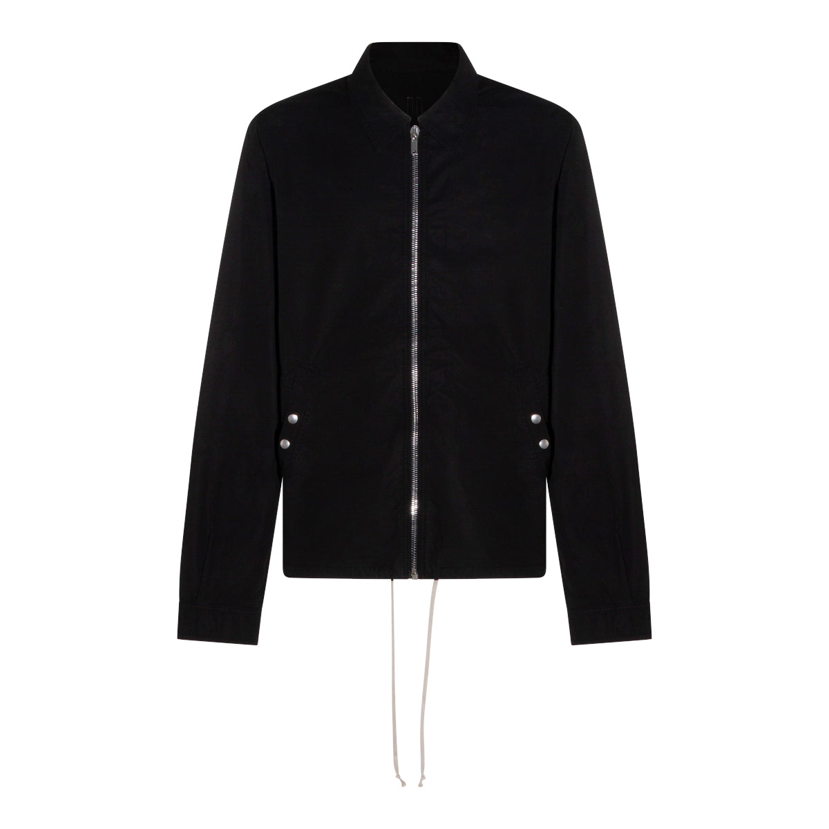 BLACK COTTON ZIP FRONT CASUAL JACKET
