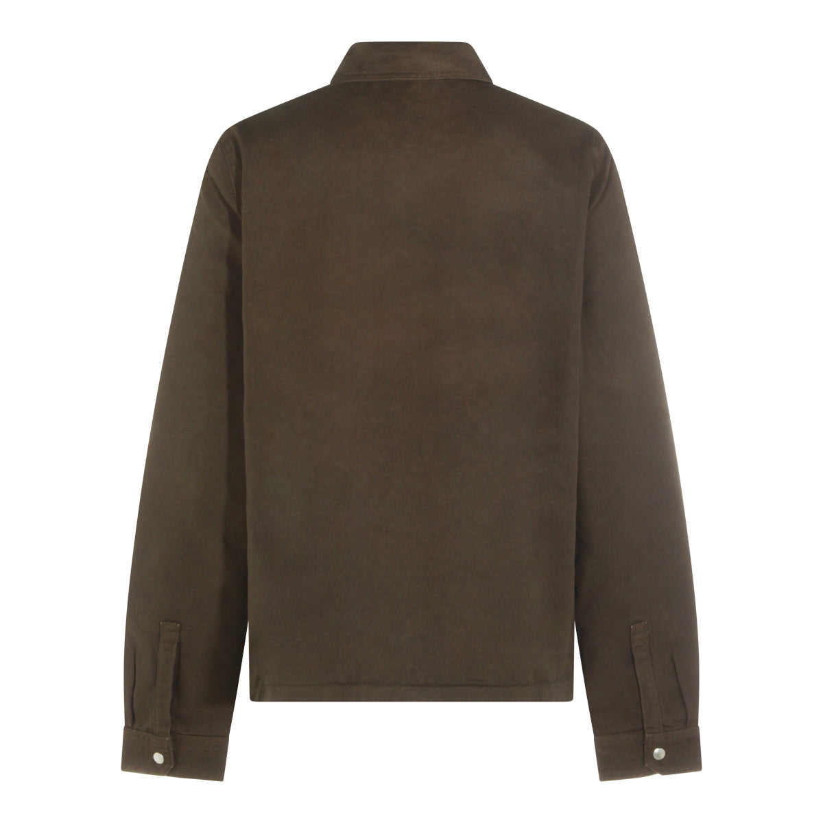 BROWN COTTON ZIP FRONT CASUAL JACKET