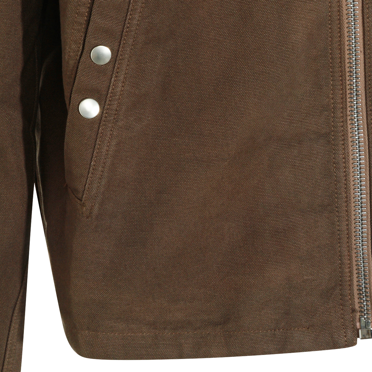 BROWN COTTON ZIP FRONT CASUAL JACKET