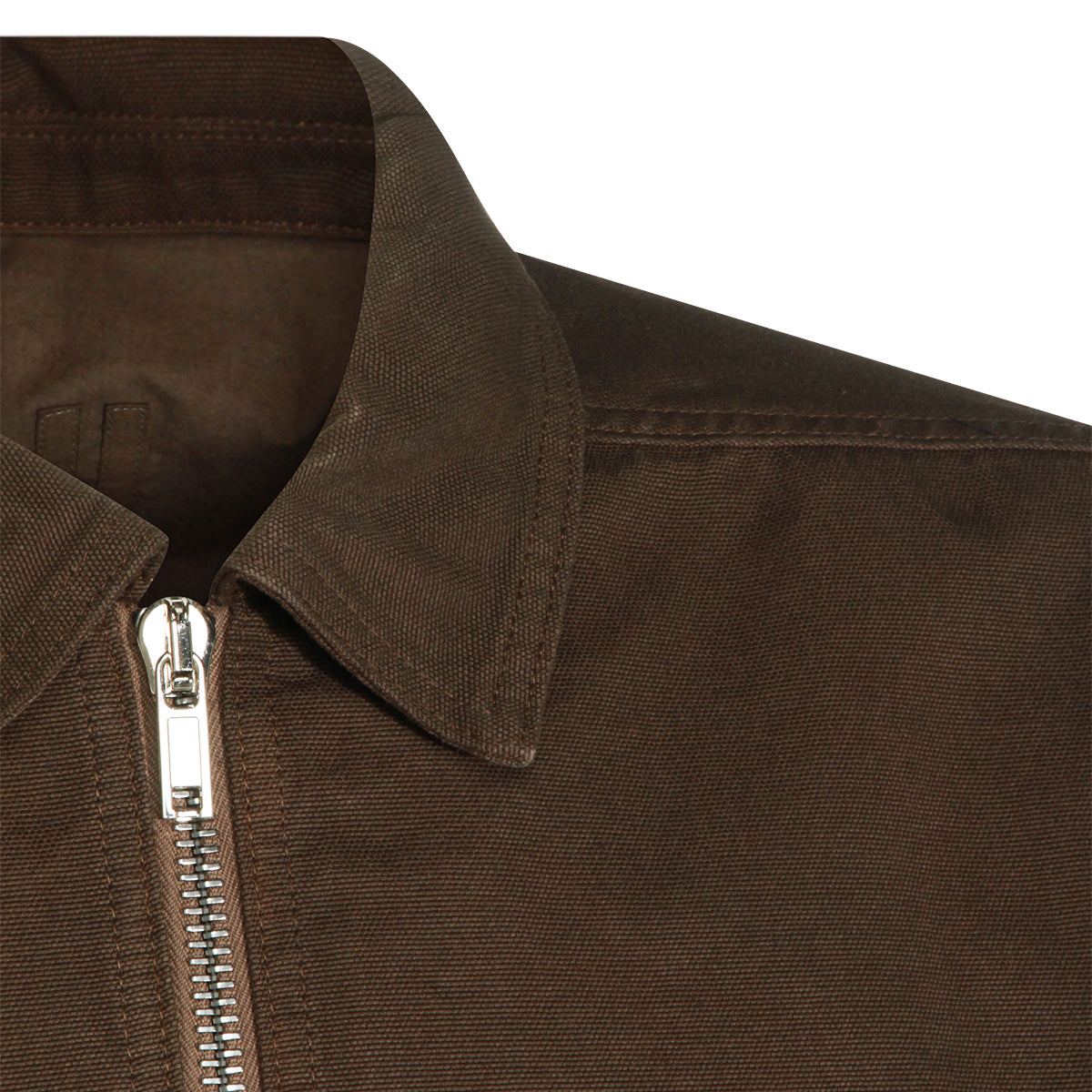 BROWN COTTON ZIP FRONT CASUAL JACKET