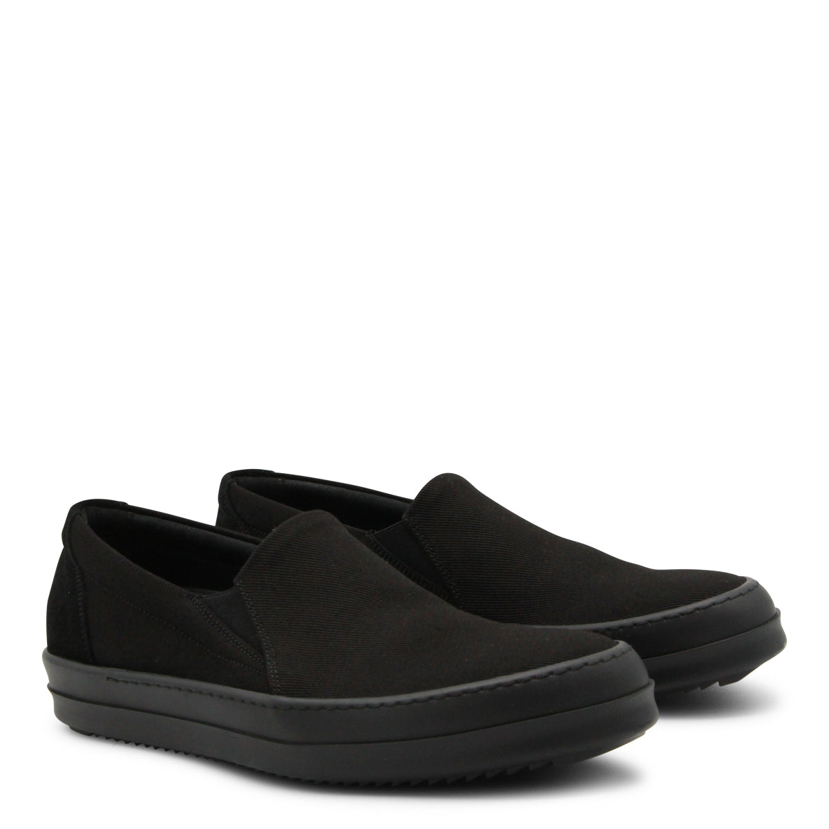 BLACK AND BLACK COTTON SLIP ON SNEAKERS