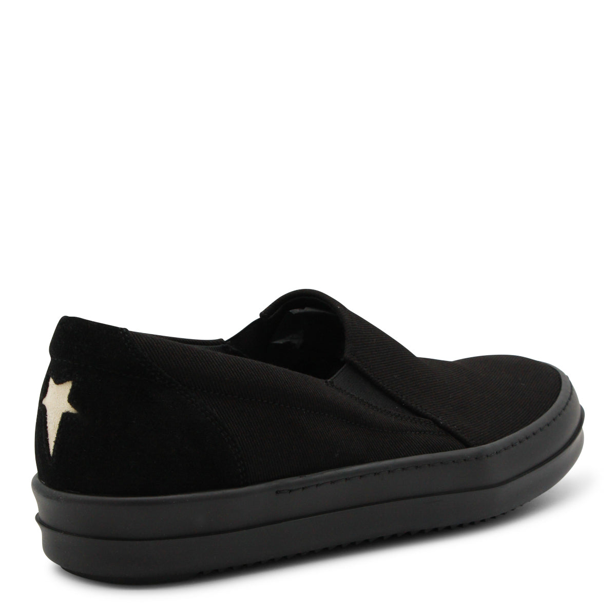 BLACK AND BLACK COTTON SLIP ON SNEAKERS