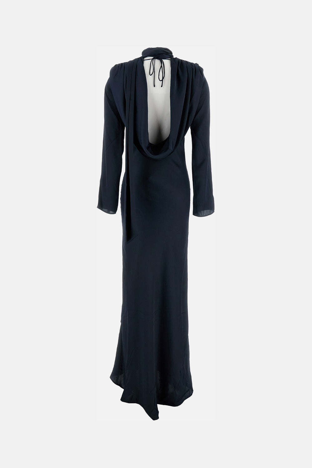LONG DRAPED SATIN DRESS
