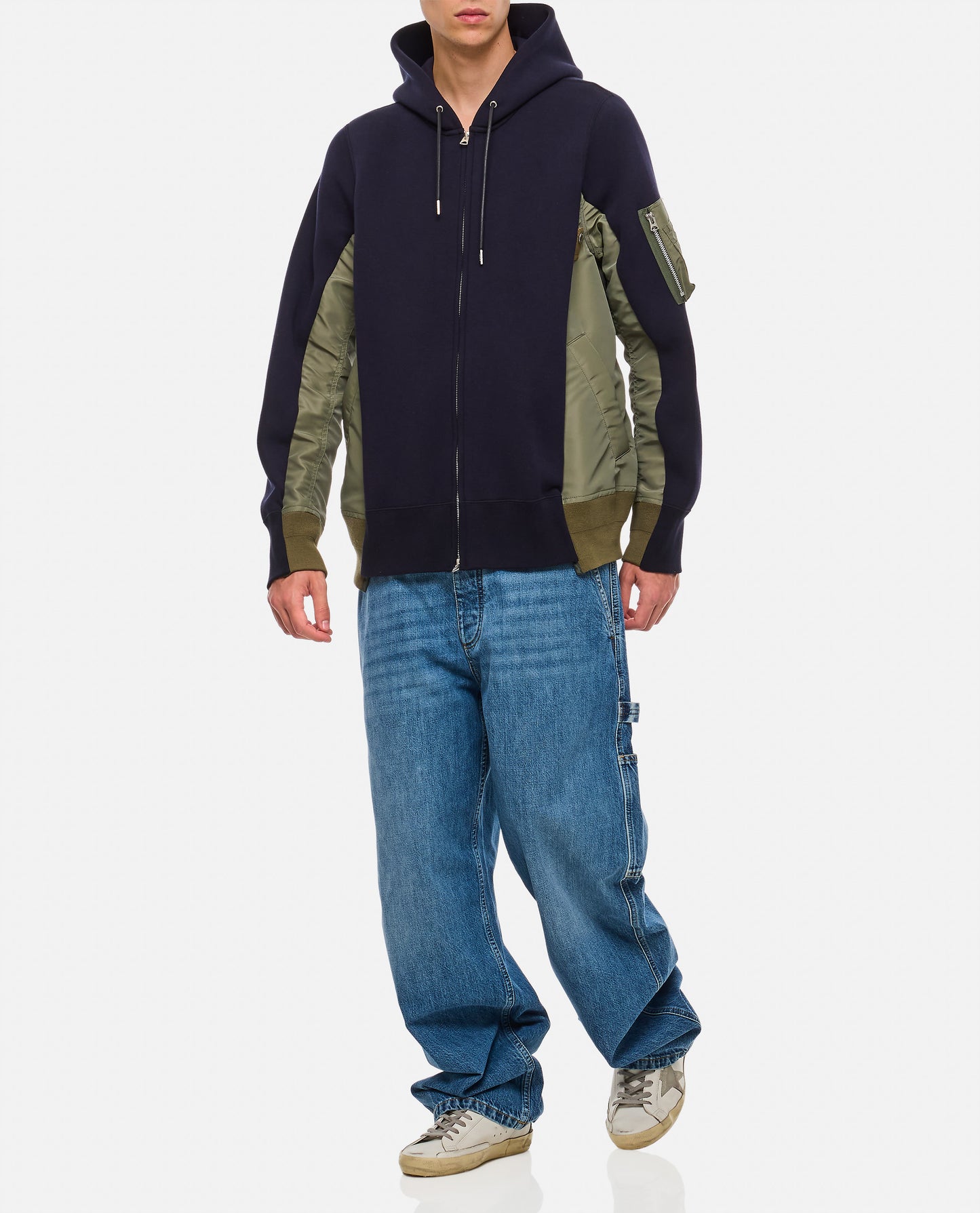 SPONGE SWEAT X NYLON TWILL HOODIE