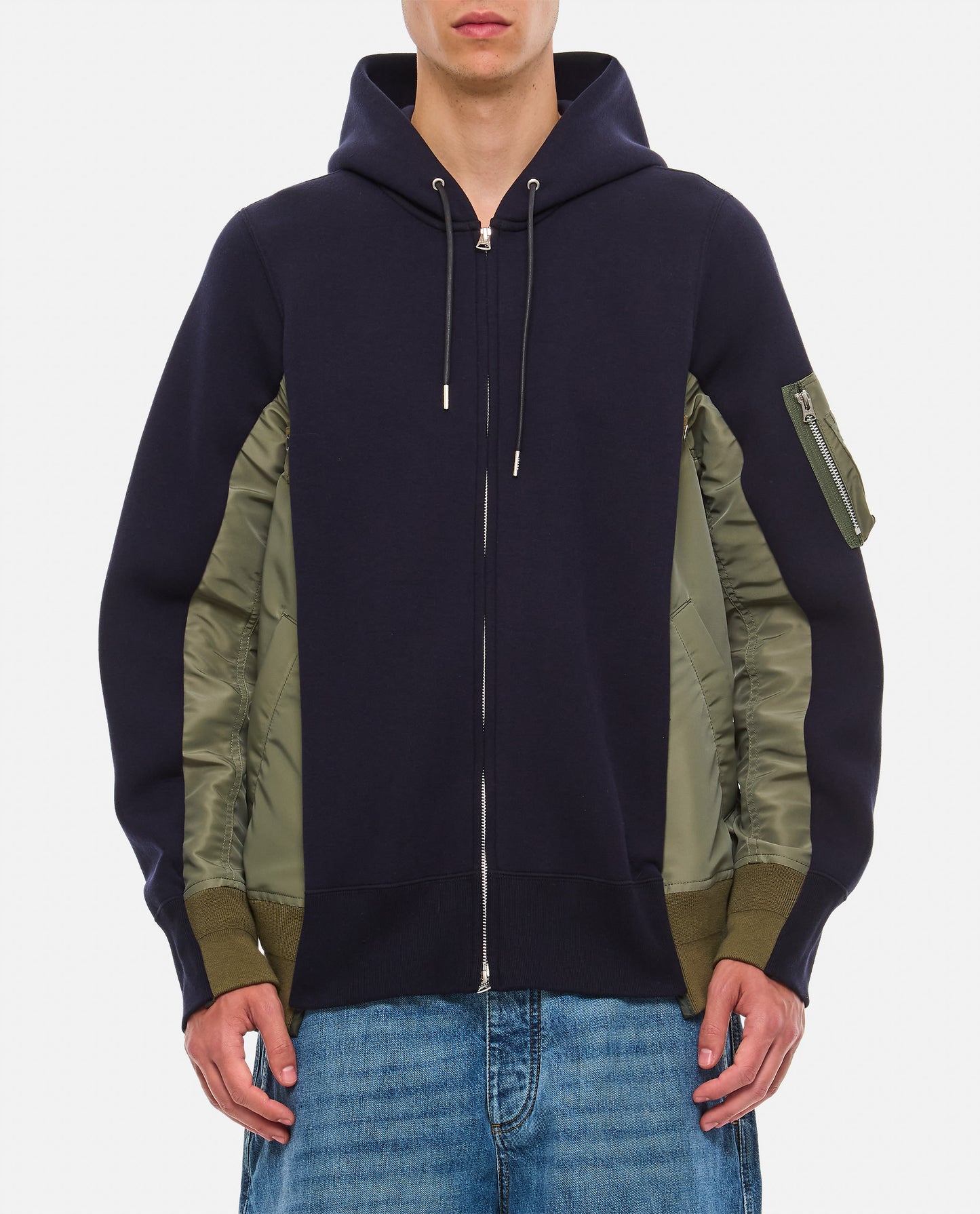 SPONGE SWEAT X NYLON TWILL HOODIE