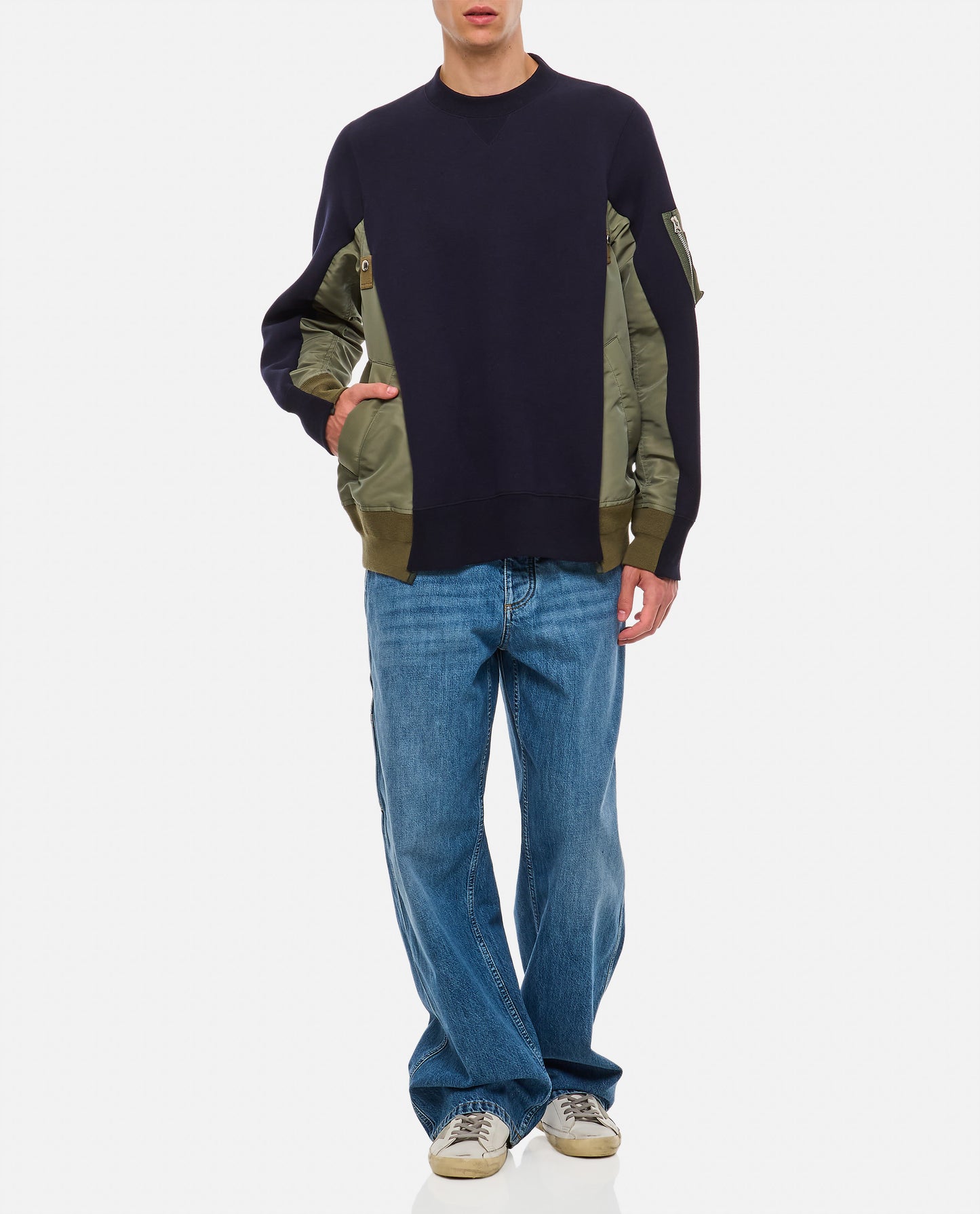 SPONGE SWEAT X NYLON TWILL PULLOVER