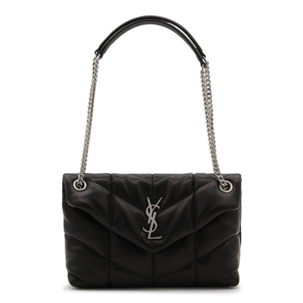 BLACK LEATHER YSL BO MNG PUFFER S