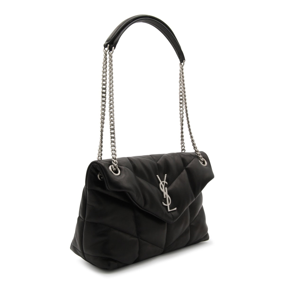 BLACK LEATHER YSL BO MNG PUFFER S