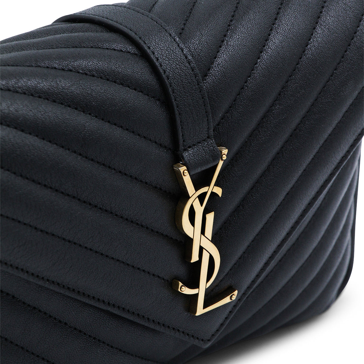 BLACK LAMB LEATHER YSL BO MNG COLLEGE M CROSSBODY BAG