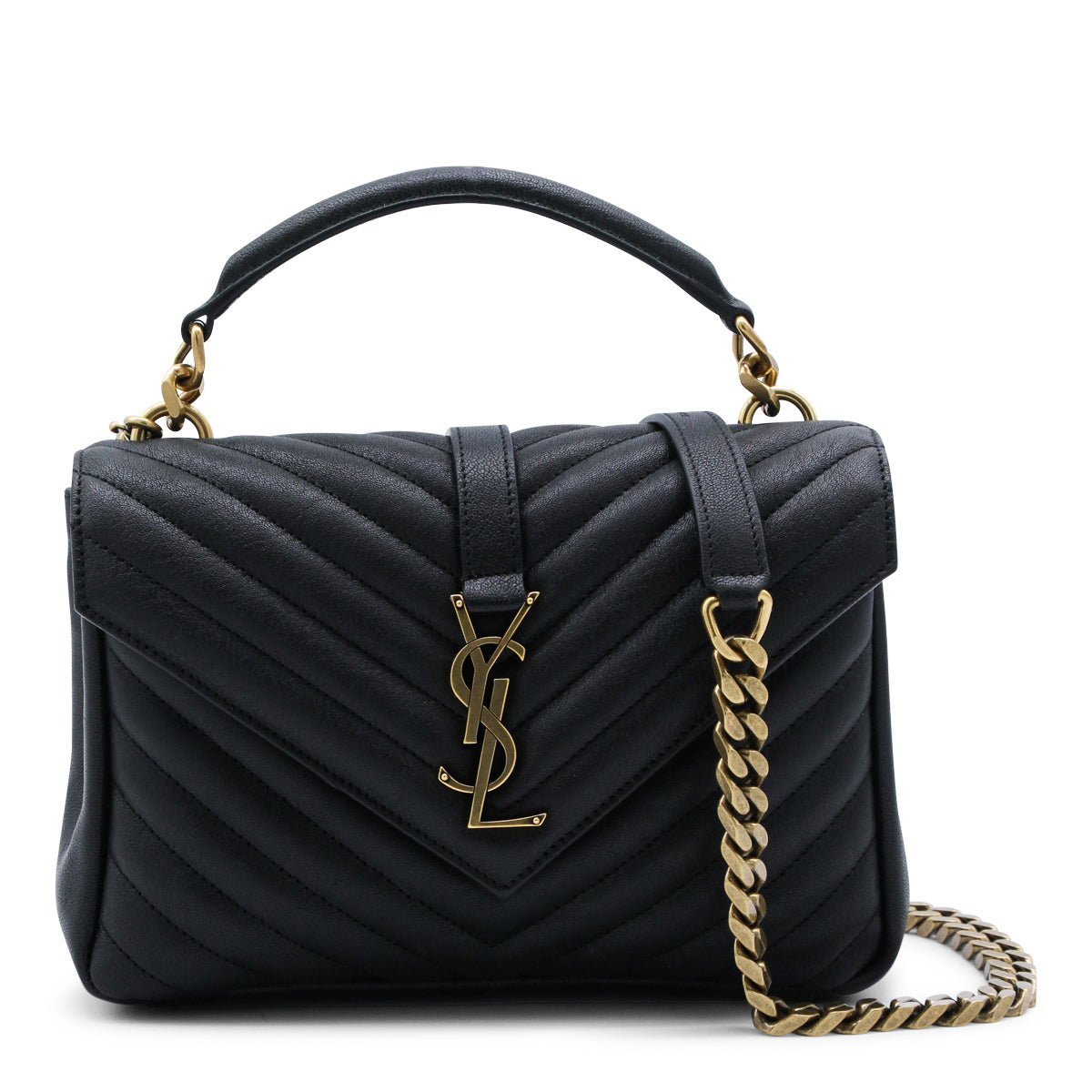 BLACK LAMB LEATHER YSL BO MNG COLLEGE M CROSSBODY BAG