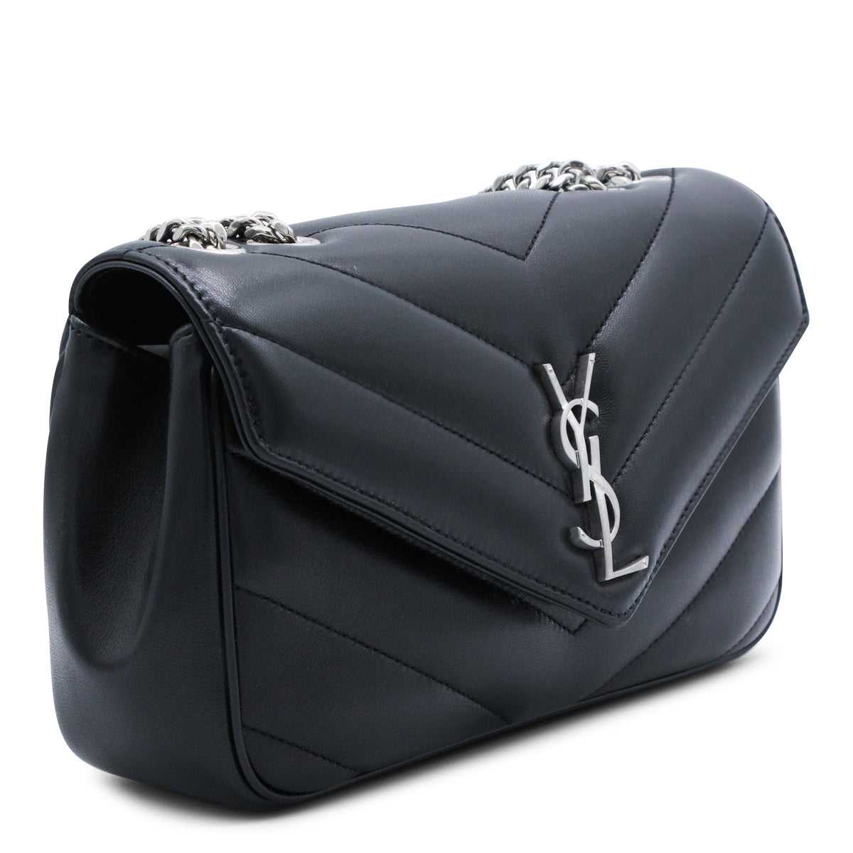 BLACK LEATHER LOULOU S SHOULDER BAG