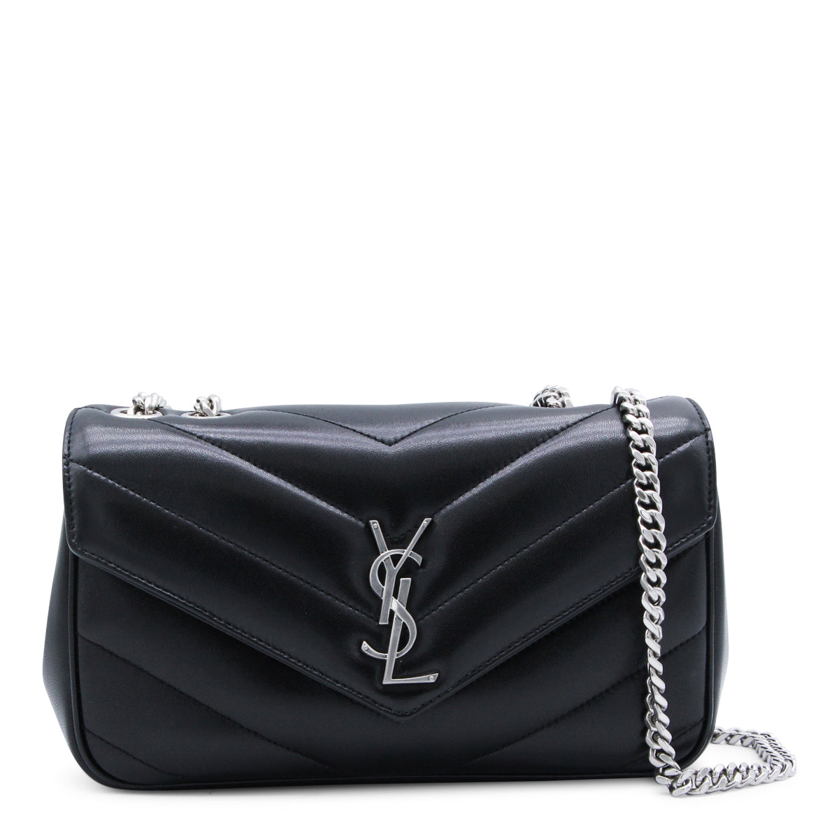 BLACK LEATHER LOULOU S SHOULDER BAG