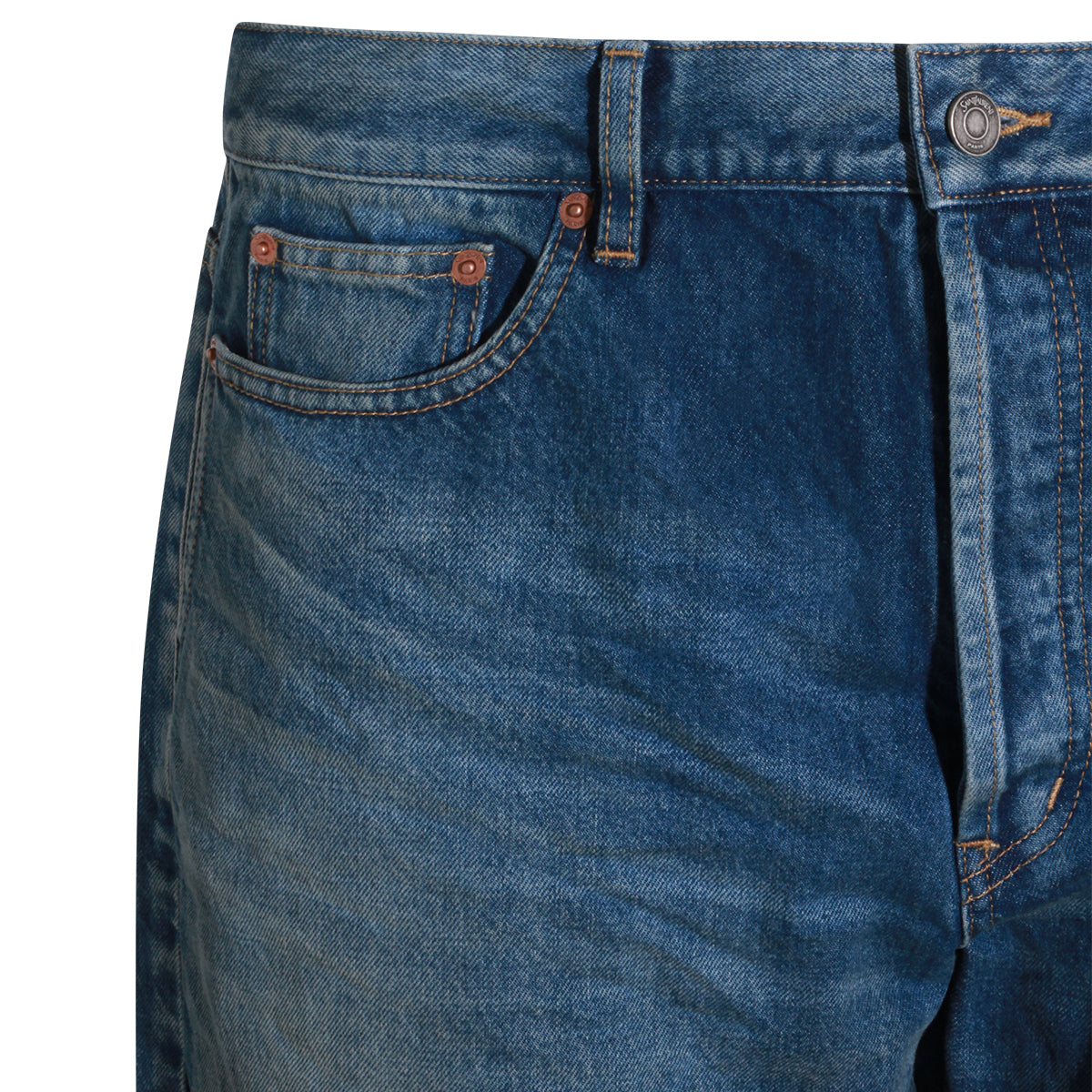 BLUE COTTON HIGH RISE JEANS