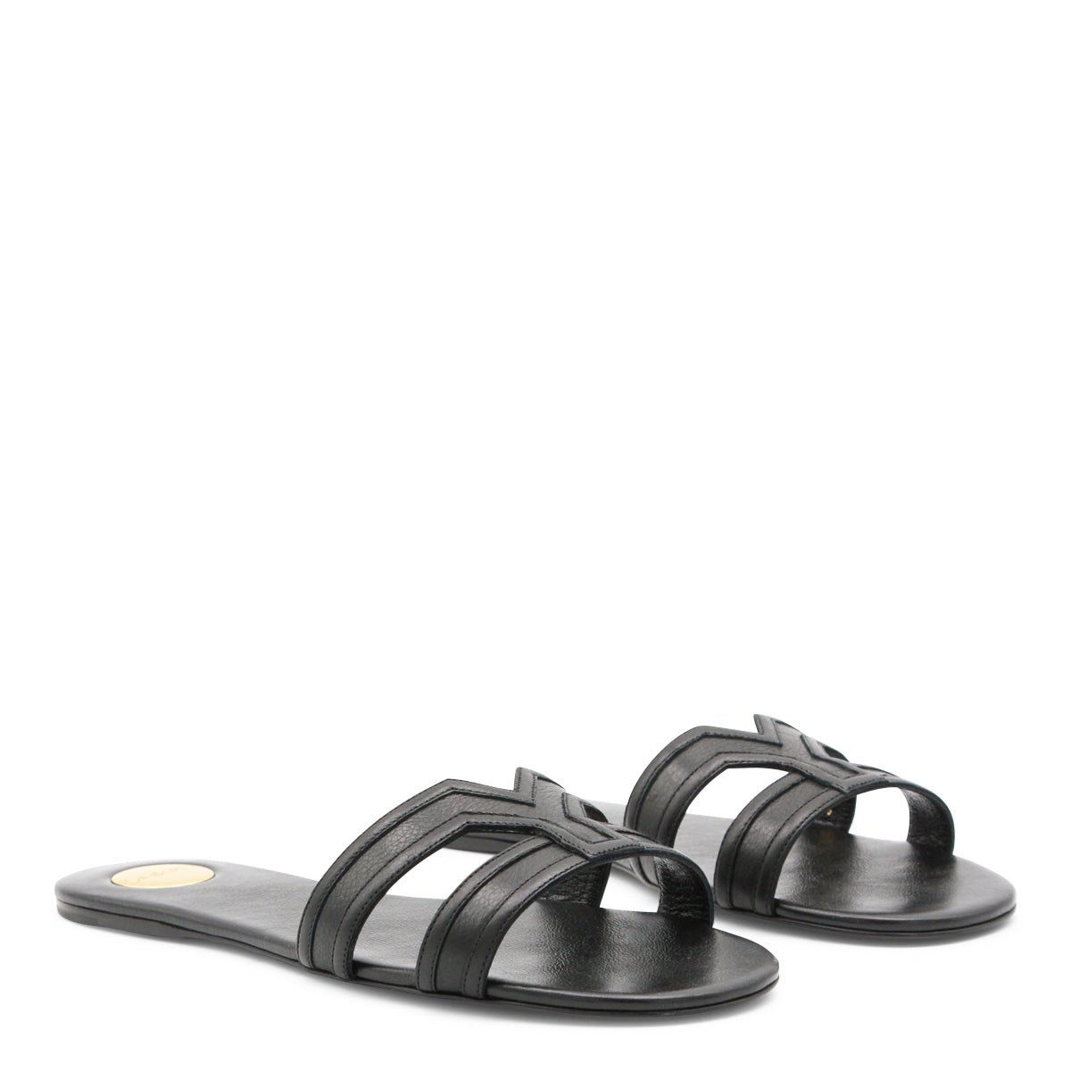 BLACK LEATHER FLATS
