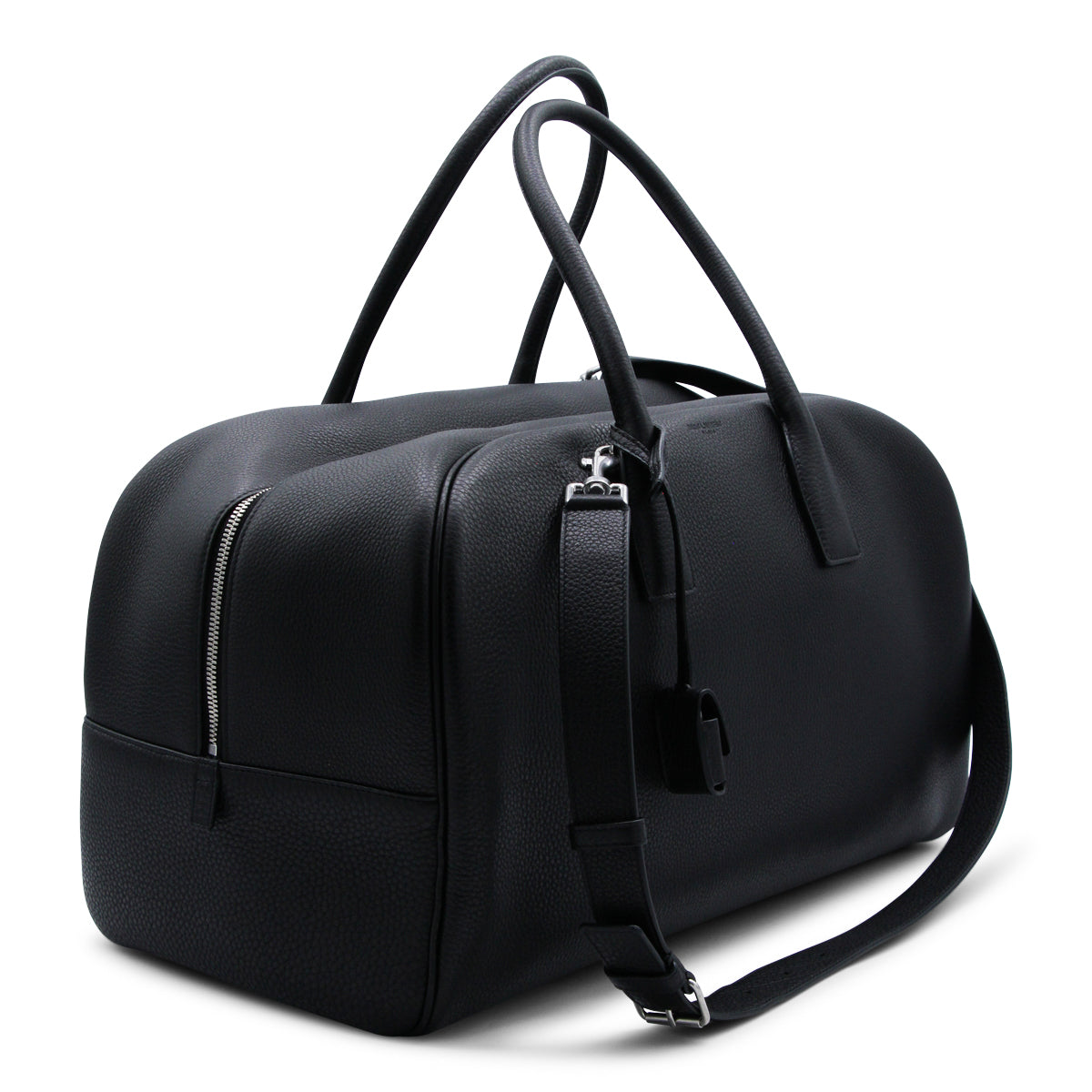 BLACK CALF SKIN TOP HANDLE BAG