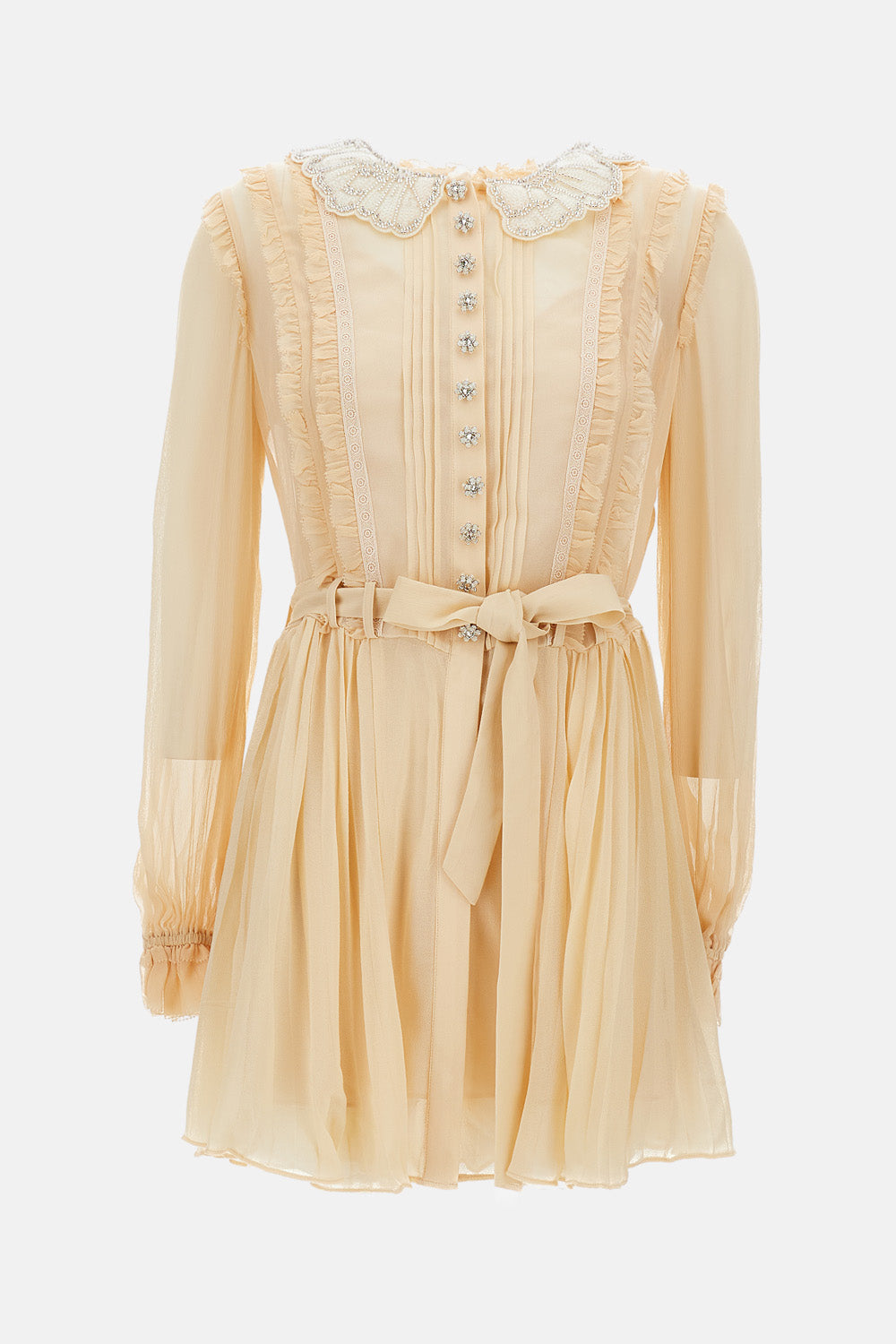 PLEATED GEORGETTE MINI DRESS