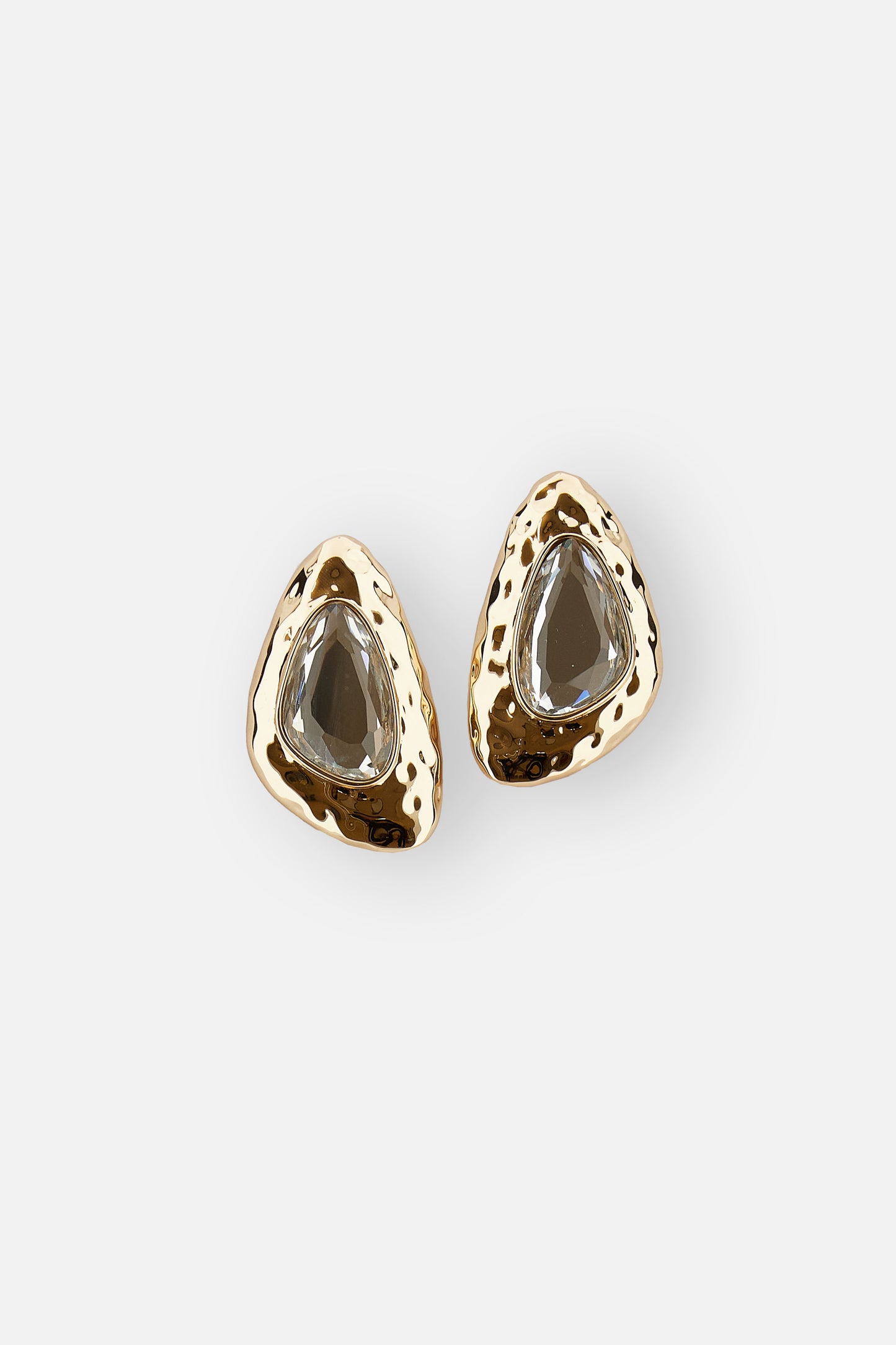HAMMERED GOLD CRYSTAL EARRINGS