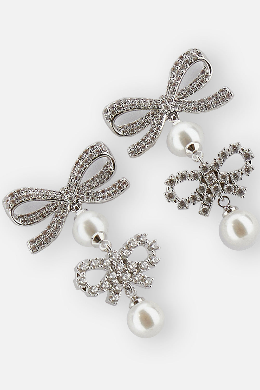 DOUBLE BOW PEARL EARRINGS