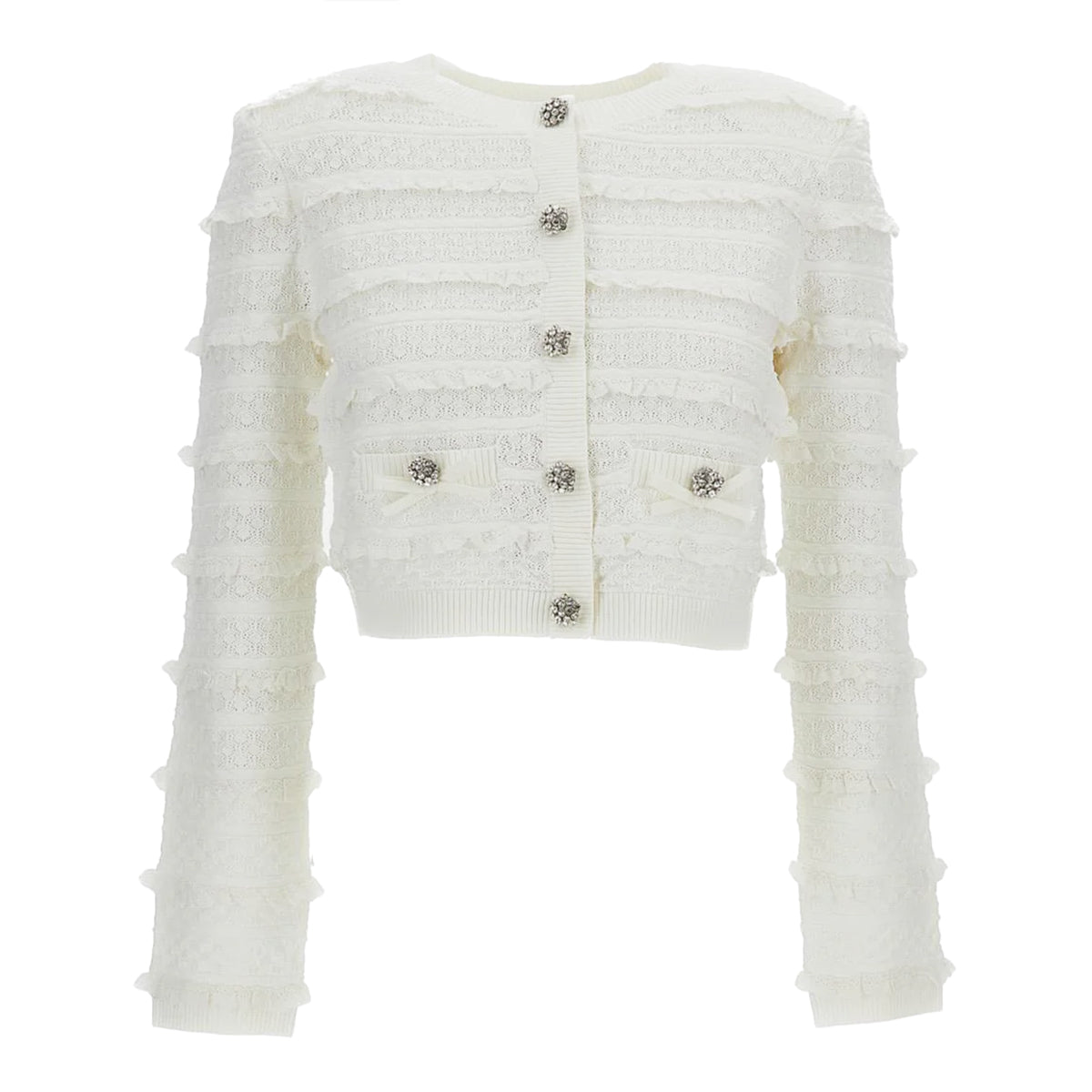 WHITE CROPPED CARDIGAN