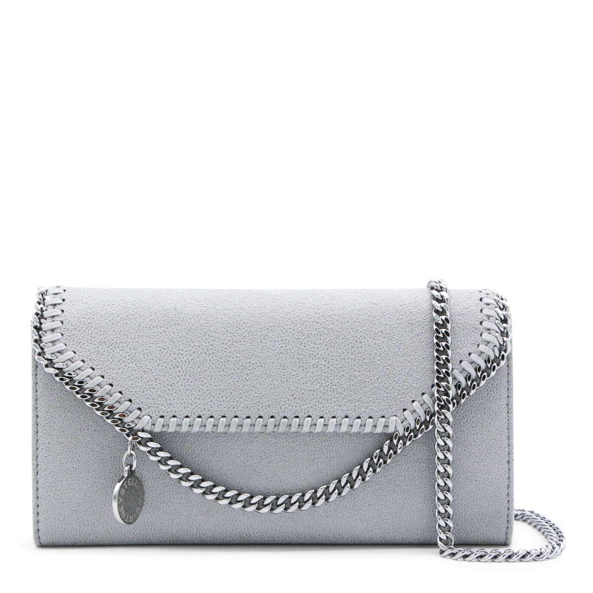 LIGHT GREY FAUX LEATHER CONTINENTAL WALLET CROSSBODY BAG
