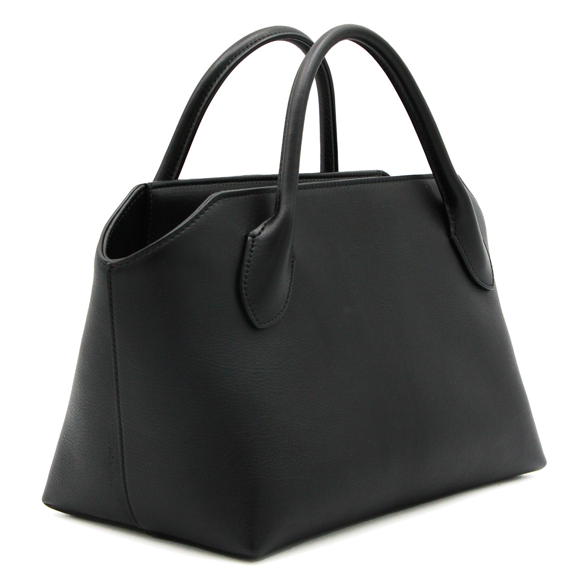 BLACK LEATHER TERRASSE TOP HANDLE BAG