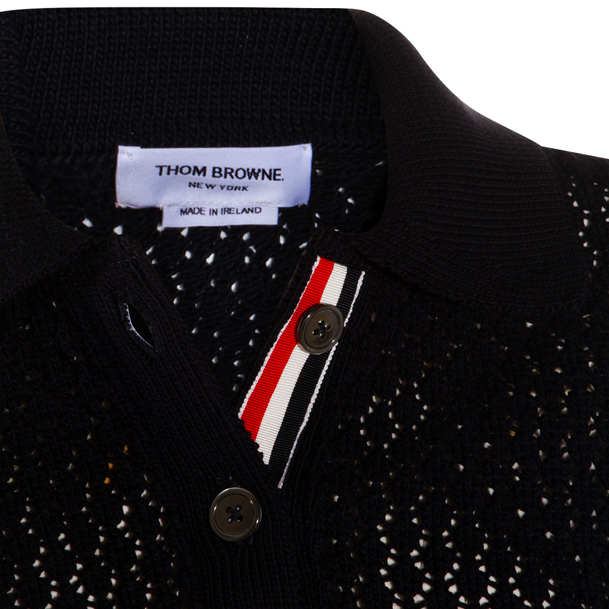 NAVY COTTON HECTOR POINTELLE POLO SHIRT