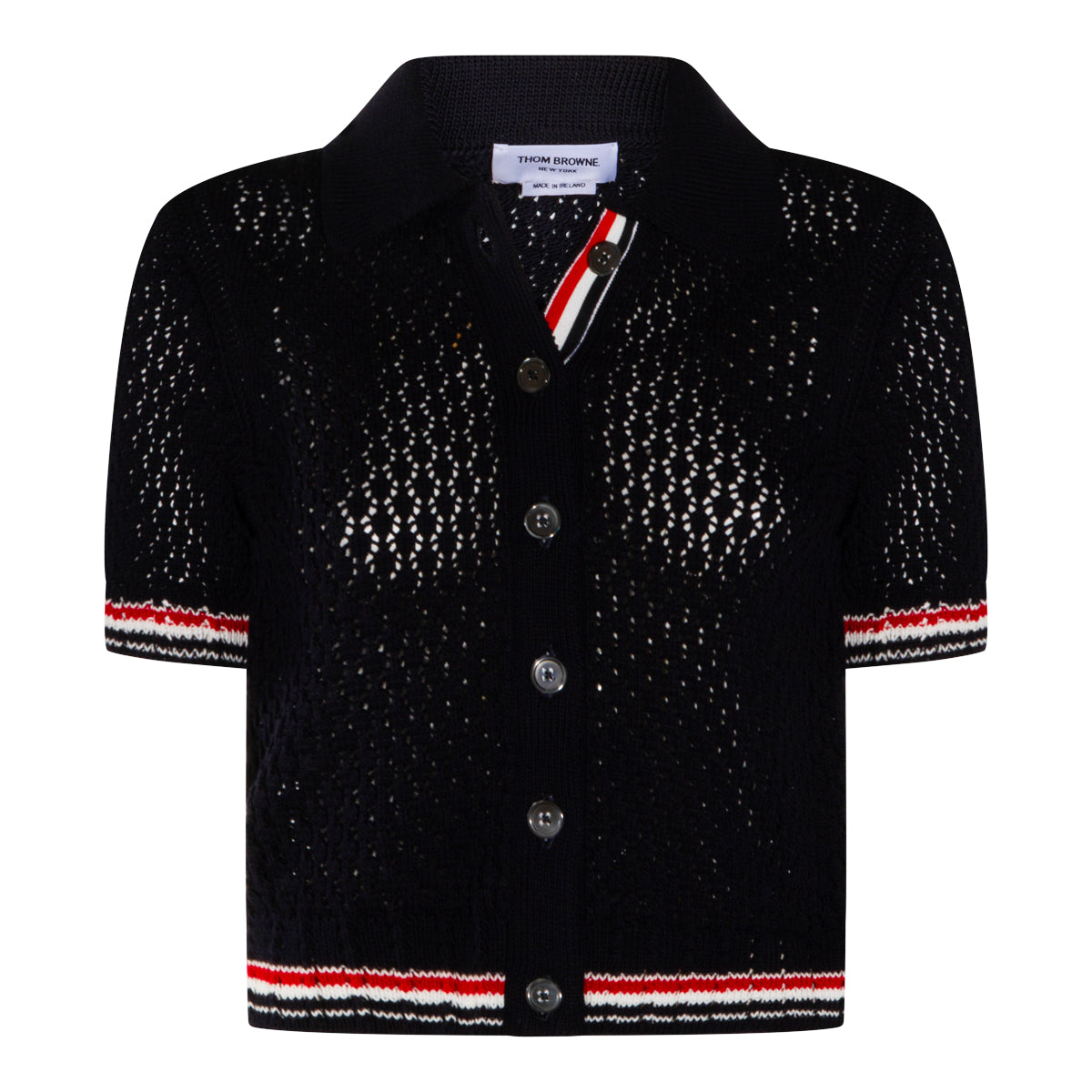 NAVY COTTON HECTOR POINTELLE POLO SHIRT