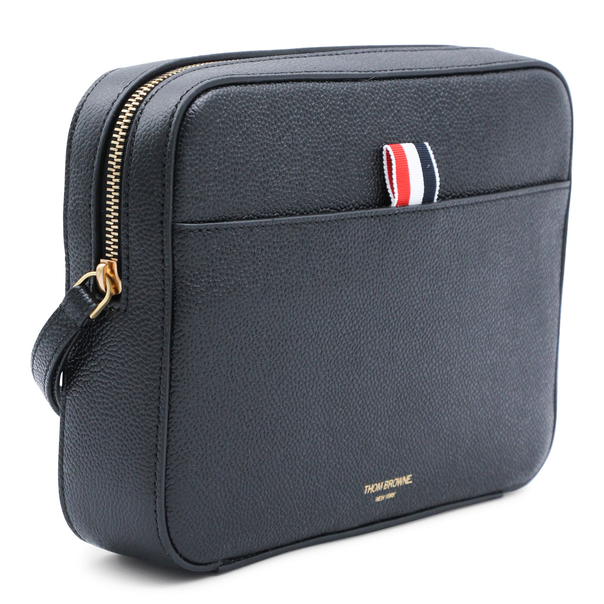 BLACK LEATHER MESSENGER BAG