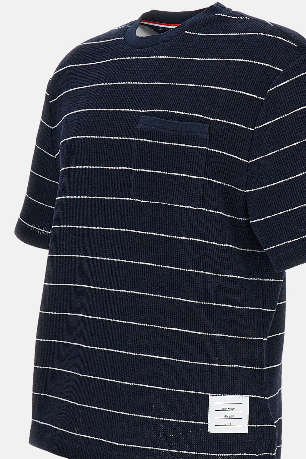 SHORT SLEEVE TEE IN TEXTURED STRIPE WAFFLE