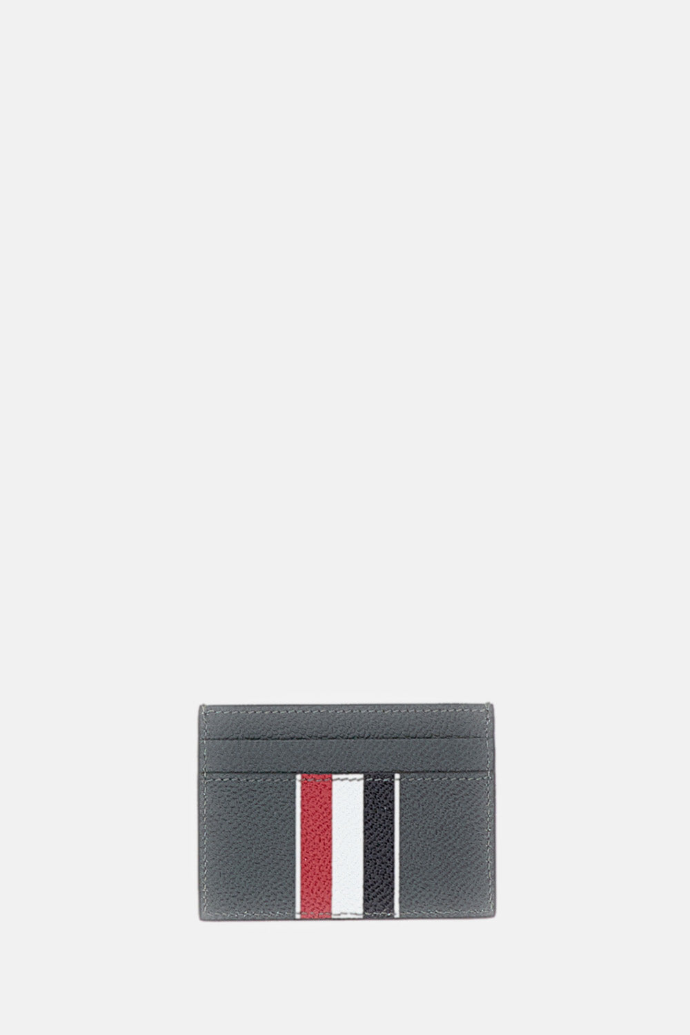 DOUBLE SIDED CARD HOLDER W/ RWB STRIPE IN PEBBLE GRAIN LEATHER
