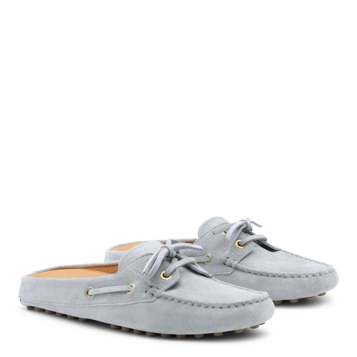 GREY LEATHER LAOFERS
