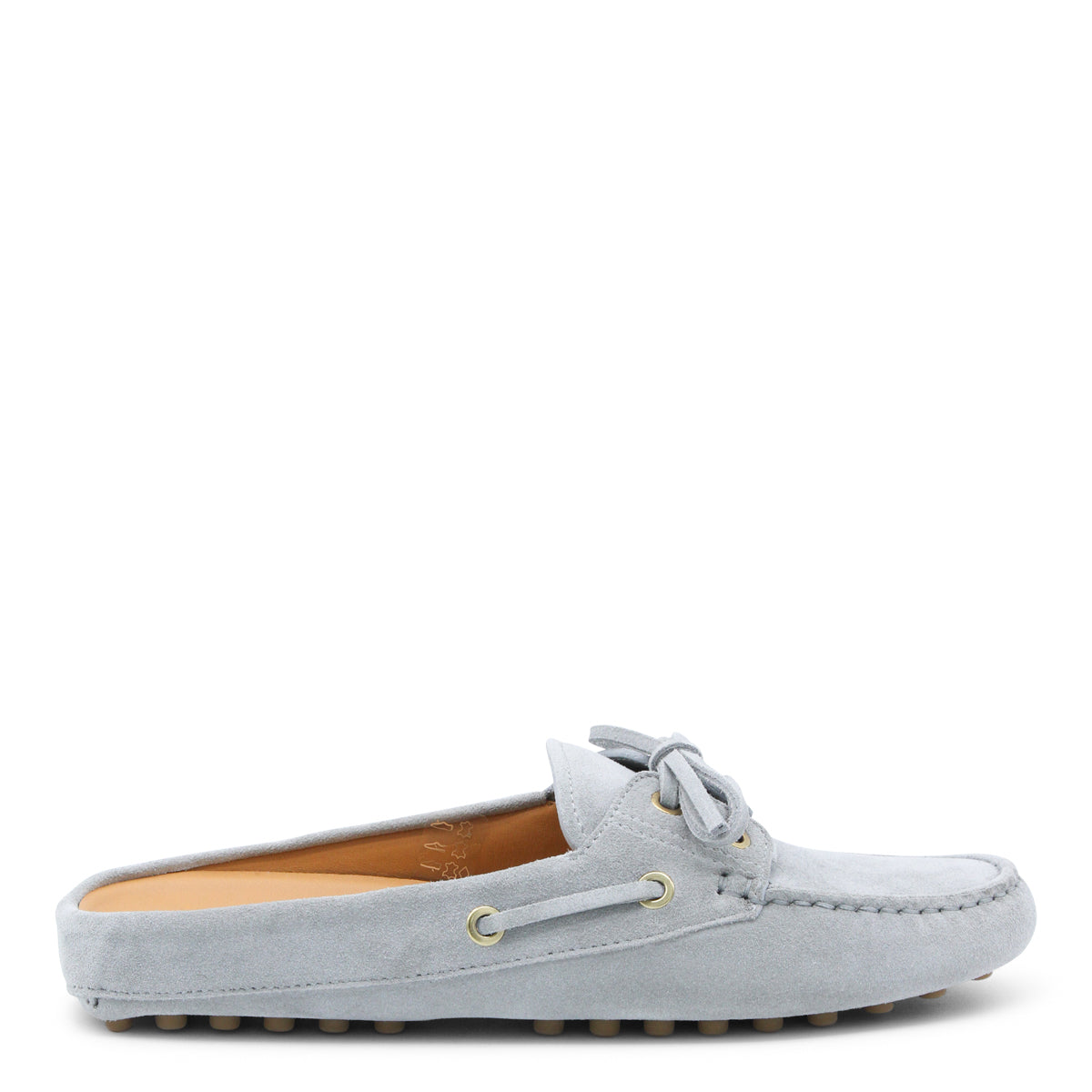 GREY LEATHER LAOFERS