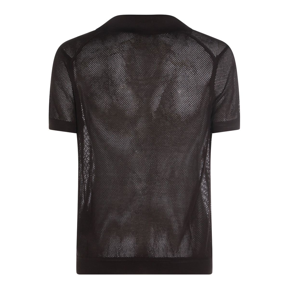 CHOCOLATE COTTON AND SILK BLEND POLO SHIRT