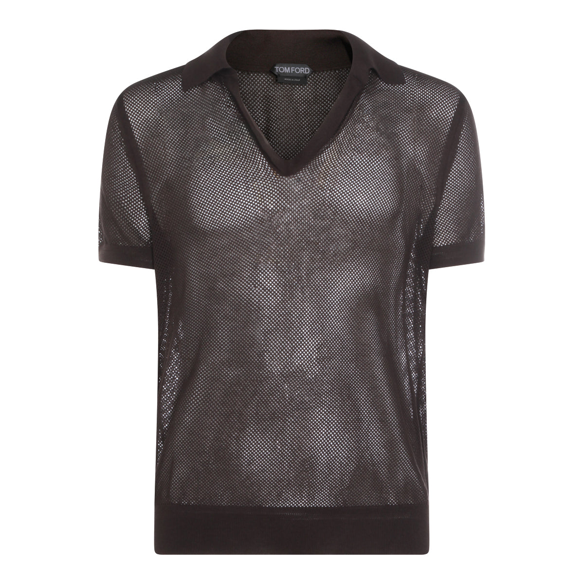 CHOCOLATE COTTON AND SILK BLEND POLO SHIRT