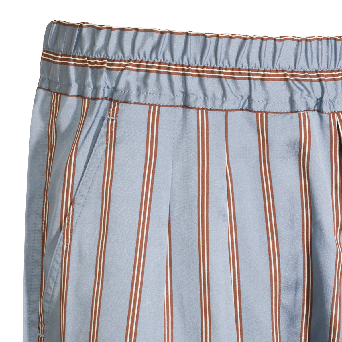 BLUE AND BROWN SILK SHORTS