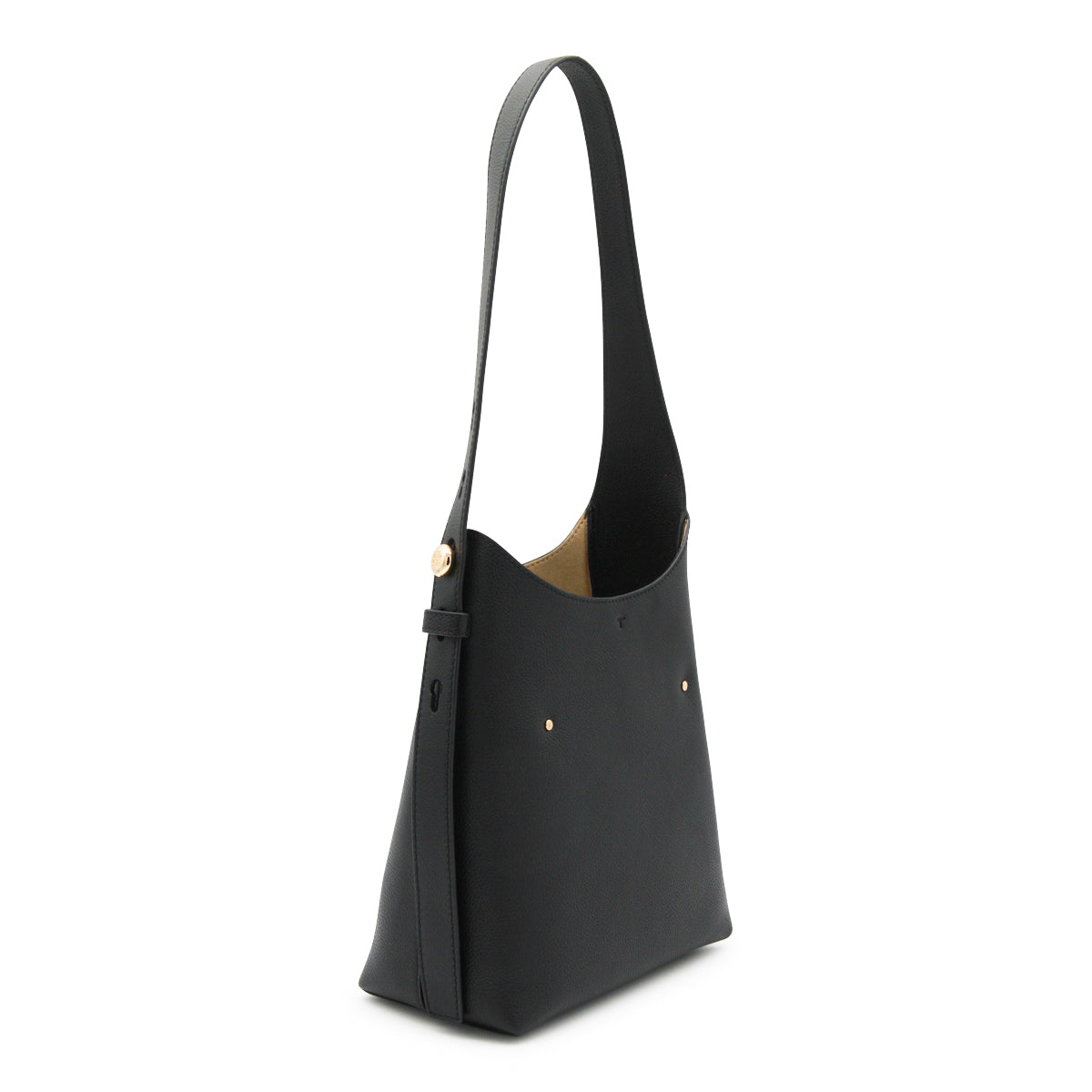 BLACK LEATHER HOBO ROMY SMALL SHOULDER BAG