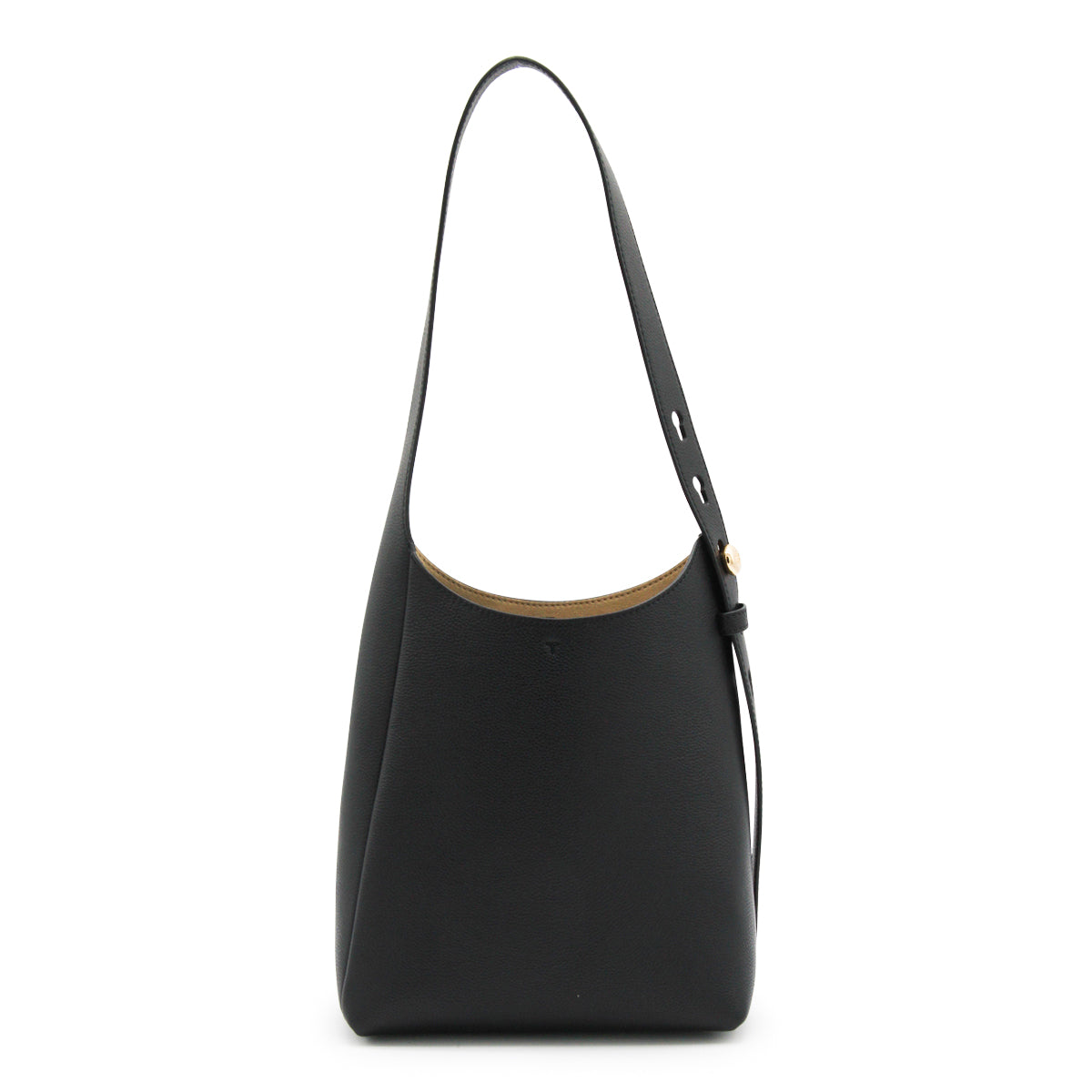 BLACK LEATHER HOBO ROMY SMALL SHOULDER BAG