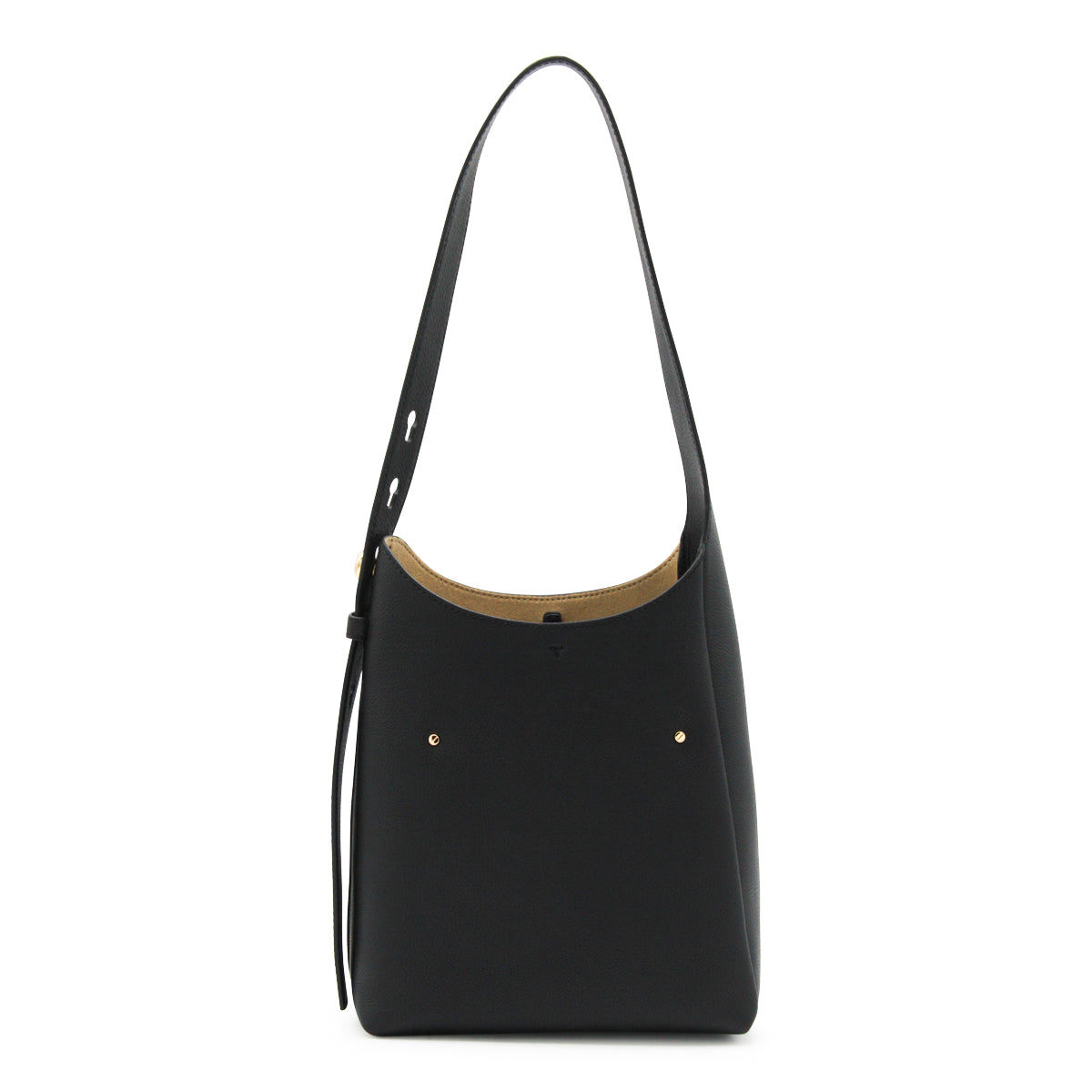 BLACK LEATHER HOBO ROMY SMALL SHOULDER BAG